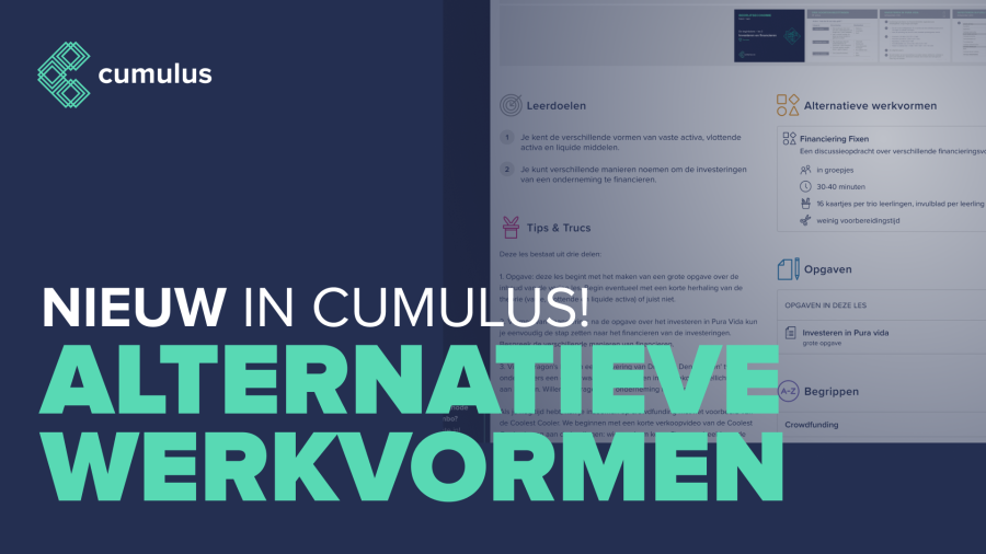 Nieuw in Cumulus: alternatieve werkvormen!